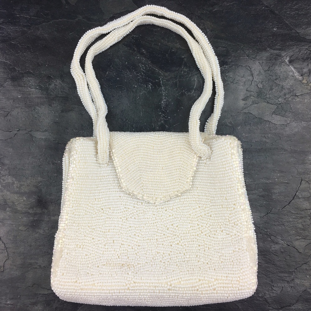 Seed Bead Ivory/ White Evening Bag